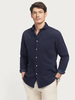 Hombre Alvaro Moreno Casual|CAMISA MICROPANA JACK AZUL MARINO